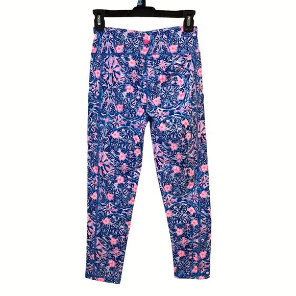 NEW Lilly Pulitzer Luxletic Weekender Midi Leggings Blue Peri Takin It Easy Sz S - Picture 4 of 8